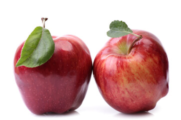 Sticker - Red apples on white background