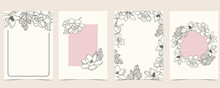 Collection Of Flower Background Set With Magnolia.Editable Vector Illustration For Website, Invitation,postcard And Sticker