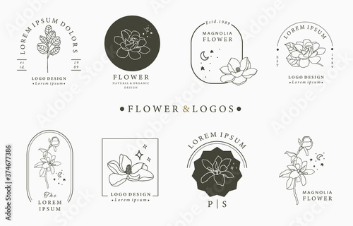 Fotografía Beauty occult logo collection with geometric,magnolia,moon,star,flower