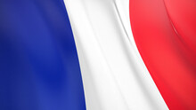 The Flag Of France. Waving Silk Flag Of France. High Quality Render. 3D Illustration