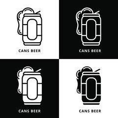 Wall Mural - Cans Beer Vector Illustration. Softdrink Cans Bottle Logo Icon Design Line And Glyph Style
