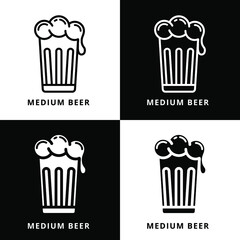 Wall Mural - Medium Beer Glass Vector Symbol Illustration. Beer Cup Logo Icon Design Line And Glyph Style
