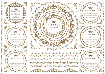 Wall Mural - vintage ornament set. borders and frames.