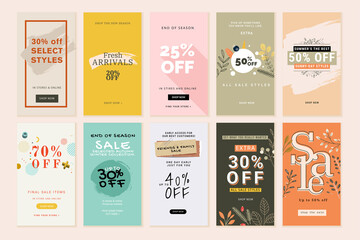 Poster - Set of mobile sale banners. Vector illustrations for website and mobile banners, print material, newsletter designs, coupons, marketing.