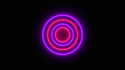 Poster - Abstract neon circles form an endless tunnel, computer generated. 3d rendering of bright fill background