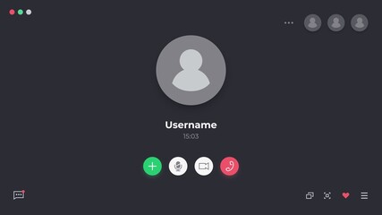 Aufkleber - Videocall interface. Online webinar or video conference screen ui, video call realistic mockup. Vector concept video chat interface template