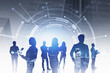 © ImageFlow - Business people silhouettes in city, network