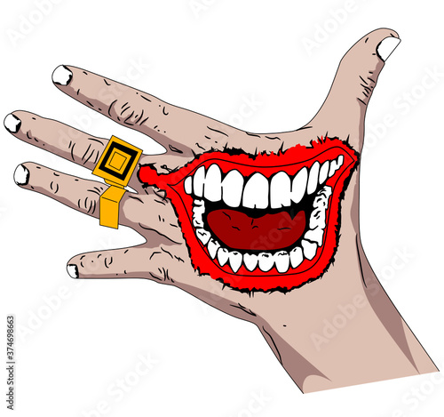 Evil Clown Creepy Clown Or Horror Clown Clown Horror Smiley Face Clown Mouth Joker Smile For Hallowen Horror Creepy Smile Illustration As A Tattoo On The Hand Wall Mural Marcin Adrian