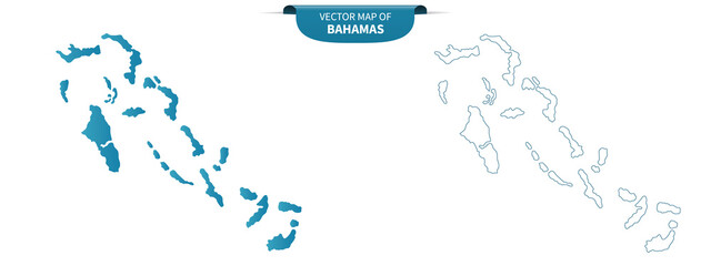 Wall Mural - blue colored political maps of bahamas isolated on white background