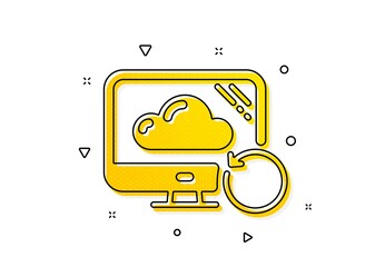 Backup data sign. Recovery cloud icon. Restore information symbol. Yellow circles pattern. Classic recovery cloud icon. Geometric elements. Vector