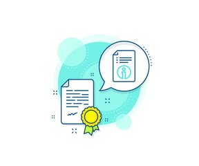 Poster - Instruction sign. Certification complex icon. Technical information line icon. Certificate or diploma document. Technical info sign. Vector