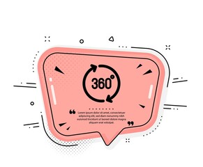 Aufkleber - 360 degrees icon. Quote speech bubble. VR simulation sign. Panoramic view symbol. Quotation marks. Classic 360 degrees icon. Vector