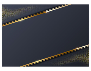 Poster - Abstract navy blue background with golden frame