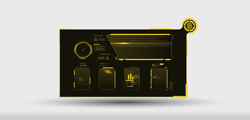 Poster - Futuristic Vector HUD Interface Screen Design. Digital callouts titles. HUD UI GUI futuristic user interface screen elements set. High tech screen for video game. Sci-fi concept design.