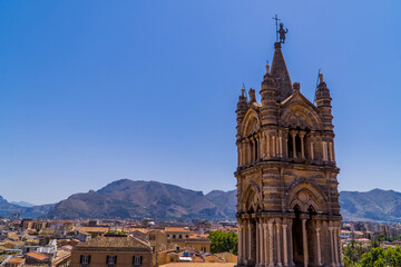 Wall Mural - Panoramic view of the city of Palermo, Sicily, Italy with the tower of Palermo Cathedral