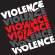 Typography design. Scewing the word VIOLENCE and bringing a red color in simple black and white design reinforce the meaning of the text.