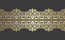 Laser Cut Panel Design. Ornate Vintage Vector Border Template For Laser Cutting, Stained Glass, Glass Etching, Sandblasting, Wood Carving, Engraving, Cardmaking, Wedding Invitations. 