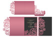Floral laser cut tri fold pocket envelope for wedding invitations. Wedding invite mockup. Peonies pocket envelope design.