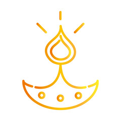 Sticker - happy diwali traditional indian festival with burning lamps gradient style icon vector