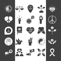 Poster - human rights day, line icons set design, included world law peace love ribbon