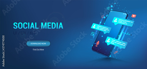Fotomural Social network and Social media illustration concept