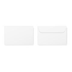 Wall Mural - Blank realistic closed envelope front and back view mock up. Vector