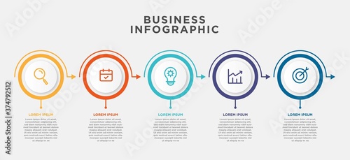 Cuadros en Lienzo White circles with thin lines for info graphic