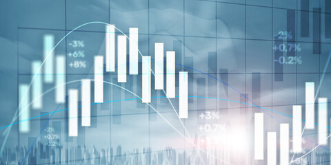 Wall Mural - Stock market trading graph and candlestick chart. Trading Corporate background.