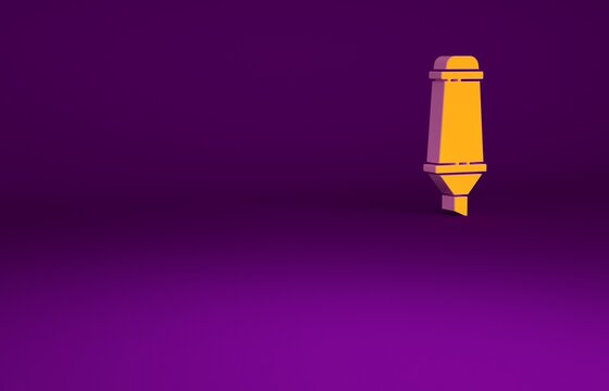 Orange Marker pen icon isolated on purple background. Minimalism concept. 3d illustration 3D render.
