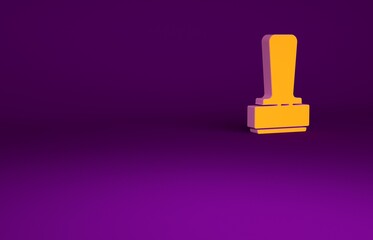 Poster - Orange Stamp icon isolated on purple background. Minimalism concept. 3d illustration 3D render.