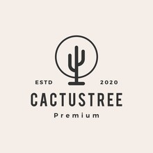 Cactus Tree Hipster Vintage Logo Vector Icon Illustration
