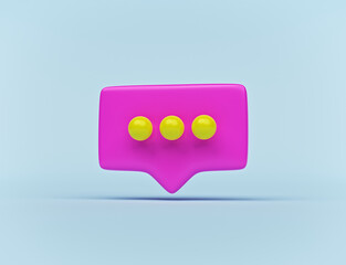 Fototapete - Typing in a chat bubble icon isolated on pastel blue background. minimal concept. 3d rendering