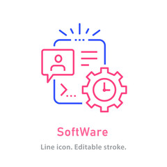 Sticker - Software line icon on white background. Editable stroke.