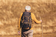 © Mediteraneo - Senior man on hike through beautiful countryside in autumn.