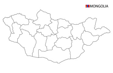Naklejka na meble Mongolia map, black and white detailed outline regions of the country.