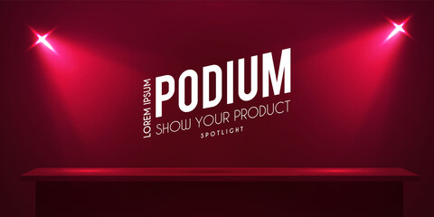 Wall Mural - show podium with spotlights. presentation light effect. illuminated winner place.