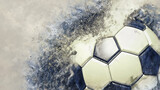 Fototapeta  - Soccer ball with particles illustration combined pencil sketch and watercolor sketch. 3D illustration. 3D CG. High resolution.