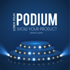 Canvas Print - Show podium with spotlights. Presentation light effect. Illuminated winner place.