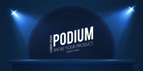 Wall Mural - show podium with spotlights. presentation light effect. illuminated winner place.