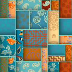 Leinwandbilder - Paper cut shapes design. Seamless vector pattern.