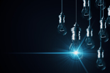 Poster - Glowing decorative lamp and many light lamps
