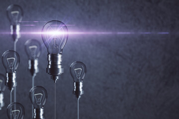 Poster - Creative decorative light bulb and many light bulbs