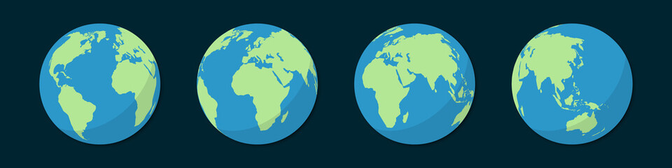 Aufkleber - Set of planet earth globe in a flat design