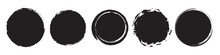 Set Of Five Different Grunge Circles In Black