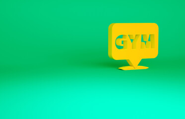 Sticker - Orange Location gym icon isolated on green background. Minimalism concept. 3d illustration 3D render.