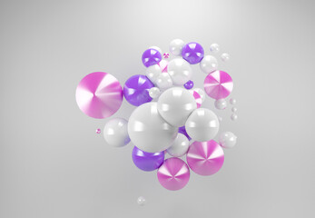 Poster - 3D balls in white, pink and purple. 