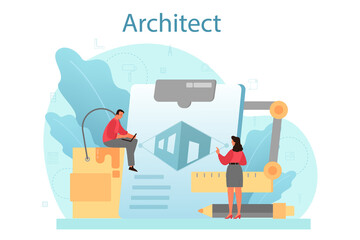 Fototapete - Architecture concept. Idea of building project and construction