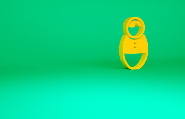 Sticker - Orange Tumbler doll toy icon isolated on green background. Minimalism concept. 3d illustration 3D render.