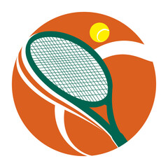 Tennis tournament symbol with racket and ball