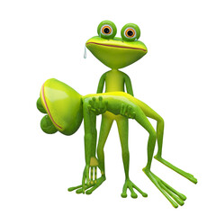 Sticker - 3D Illustration of a Frog Holding a Frog